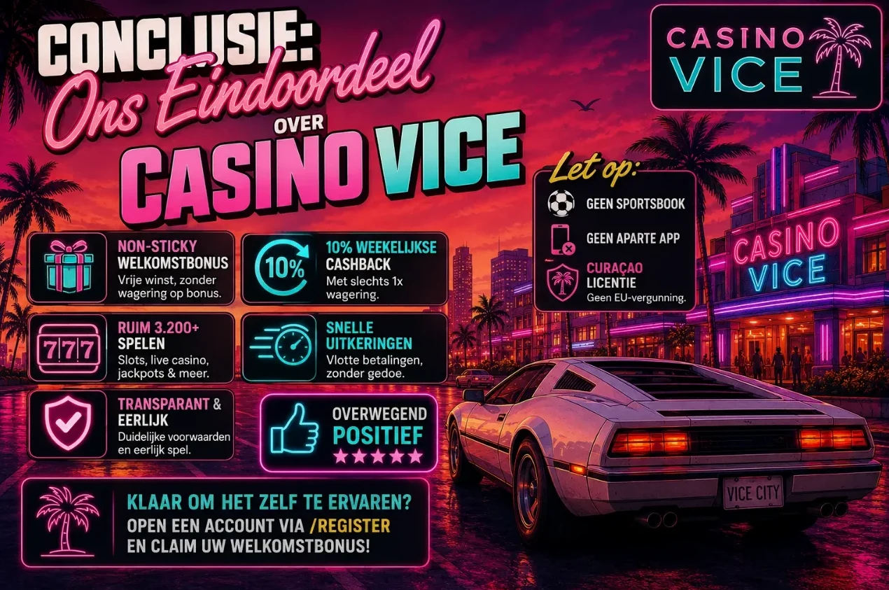 Begin bij Casino Vice met welkomstbonus en wekelijkse cashback