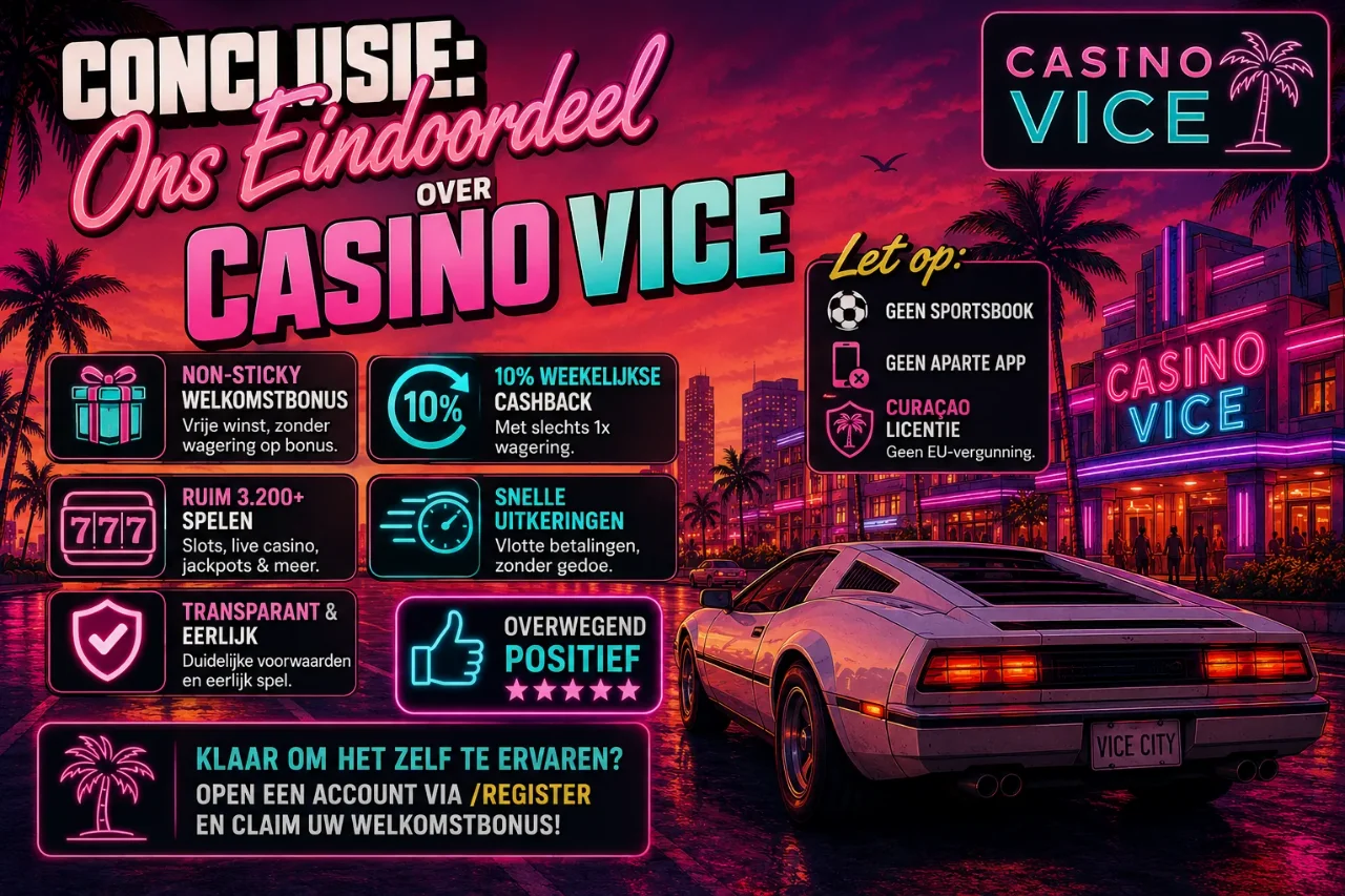 Begin bij Casino Vice met welkomstbonus en wekelijkse cashback